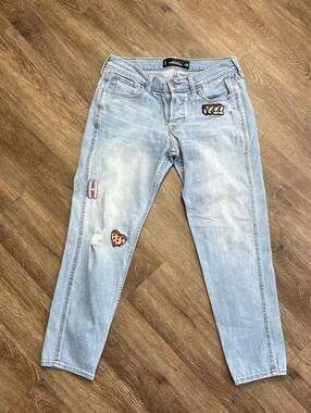 Hollister Vintage Boyfriend Patched Distressed Light Wash Y2k